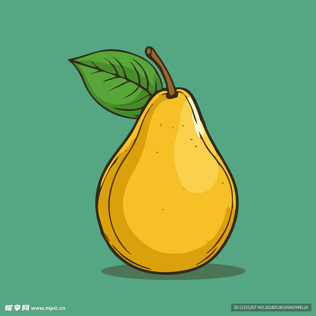 手绘黄梨卡通水果矢量插图