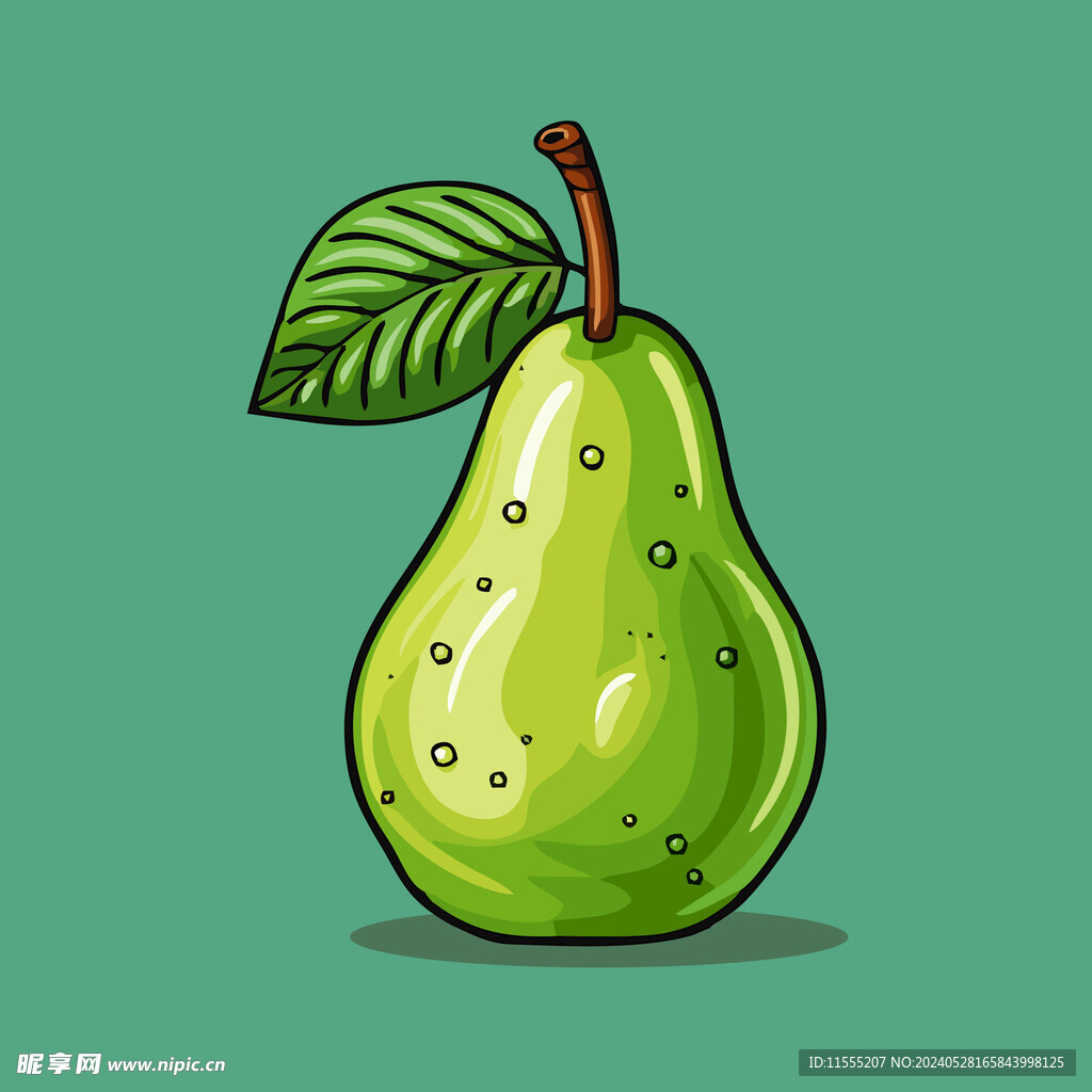 手绘黄梨卡通水果矢量插图