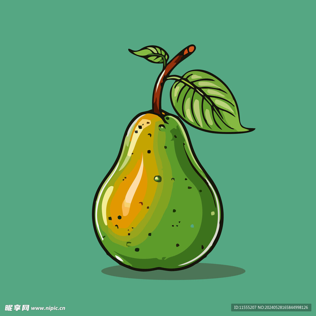 手绘黄梨卡通水果矢量插图