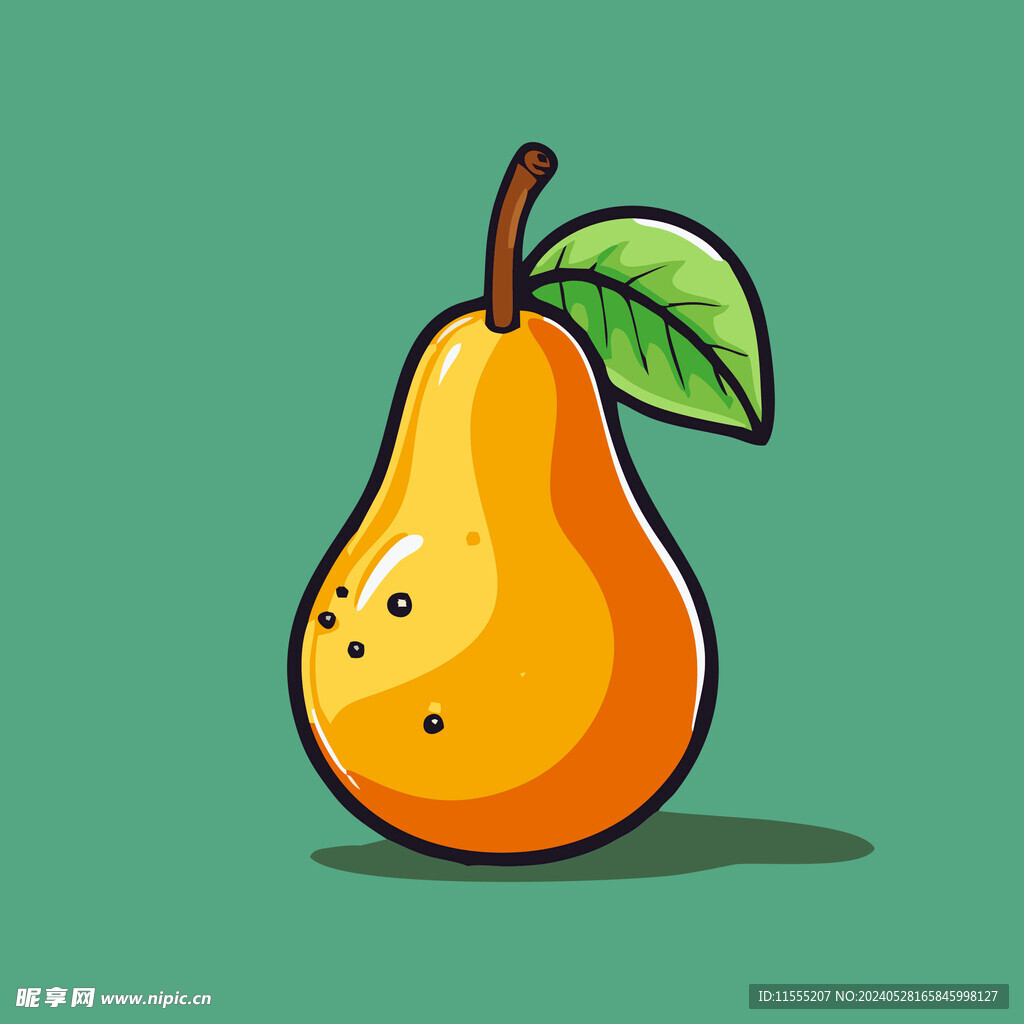 手绘黄梨卡通水果矢量插图