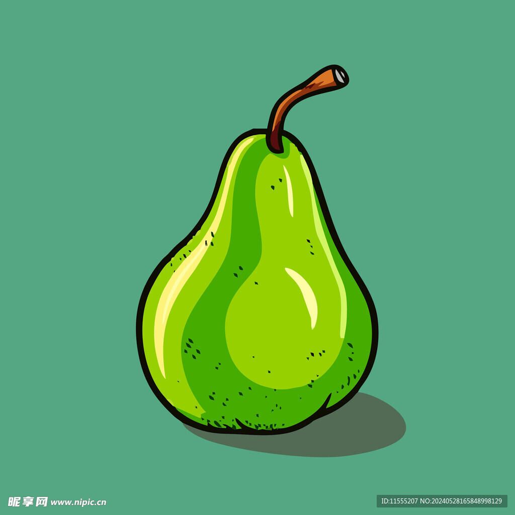 手绘黄梨卡通水果矢量插图