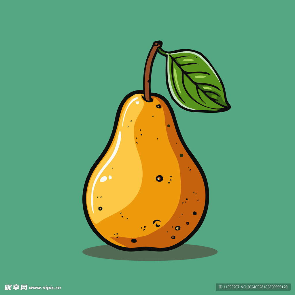 手绘黄梨卡通水果矢量插图