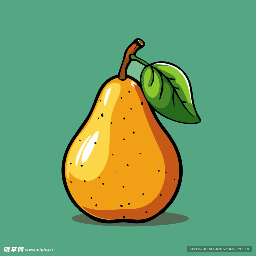手绘黄梨卡通水果矢量插图