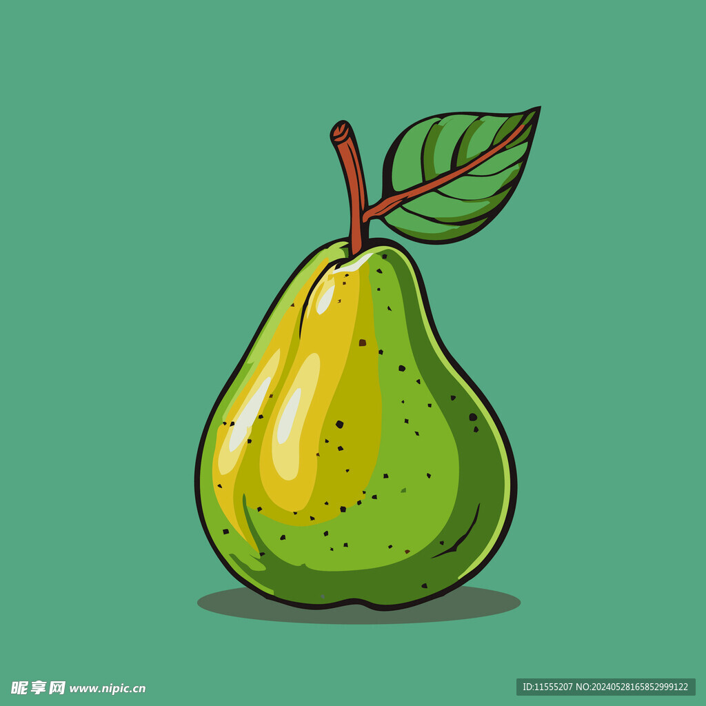 手绘黄梨卡通水果矢量插图