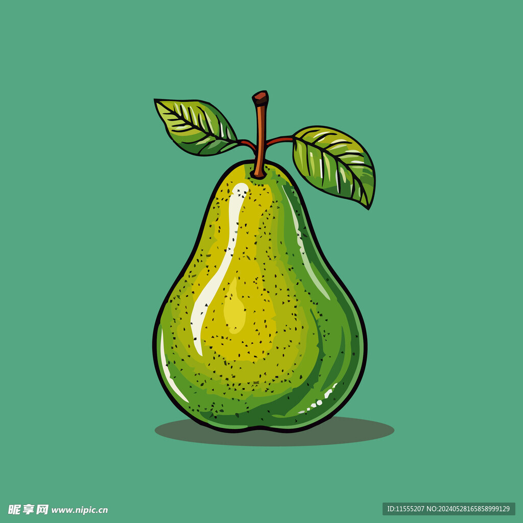 手绘黄梨卡通水果矢量插画