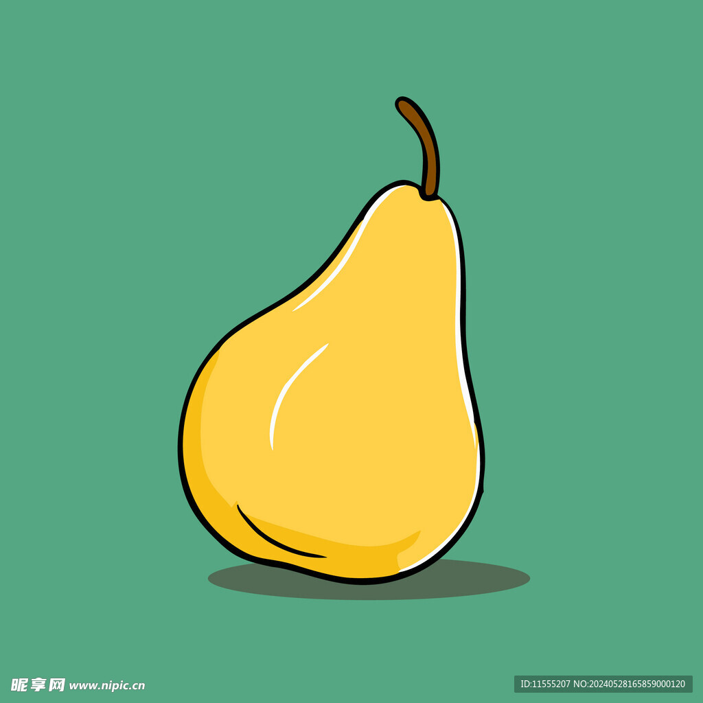 手绘黄梨卡通水果矢量插画