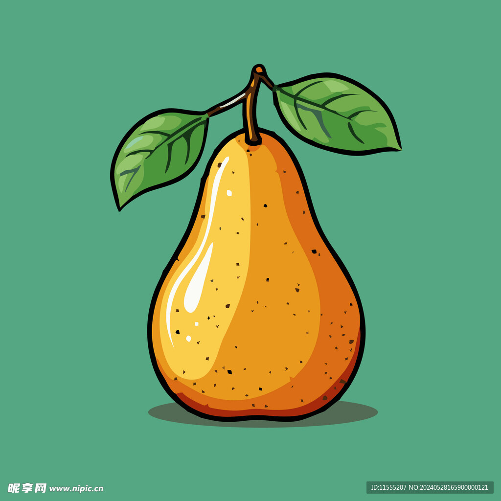 手绘黄梨卡通水果矢量插画