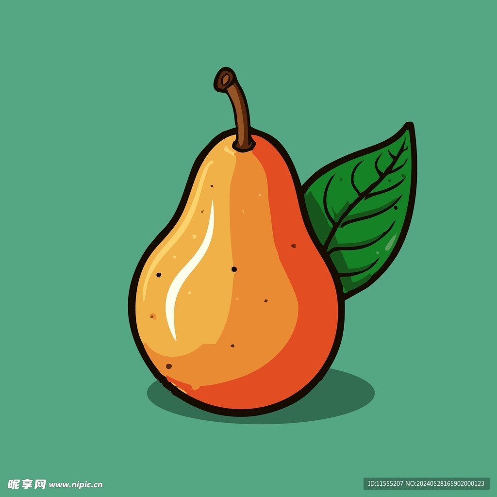 手绘黄梨卡通水果矢量插画