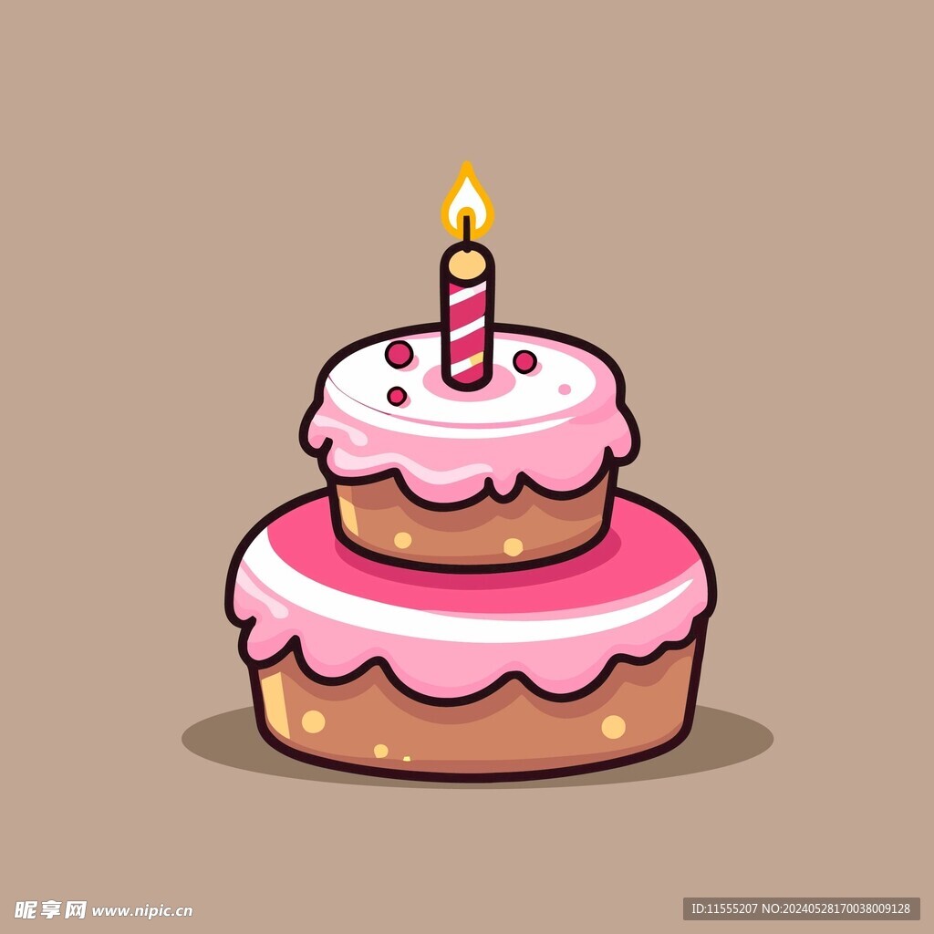 美味水果奶油蛋糕卡通矢量插画