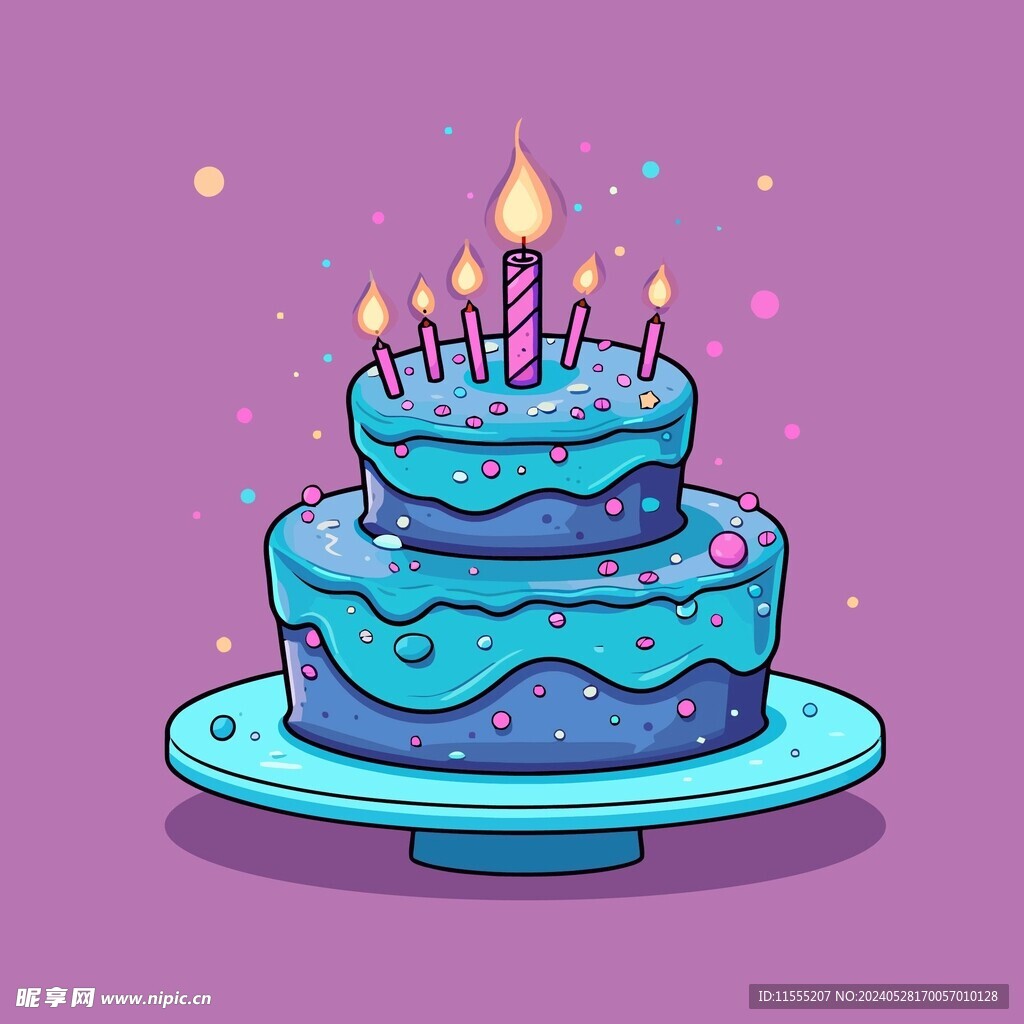 美味水果奶油蛋糕卡通矢量插画