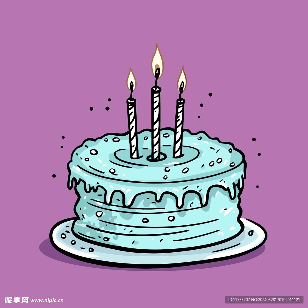 美味水果奶油蛋糕卡通矢量插画