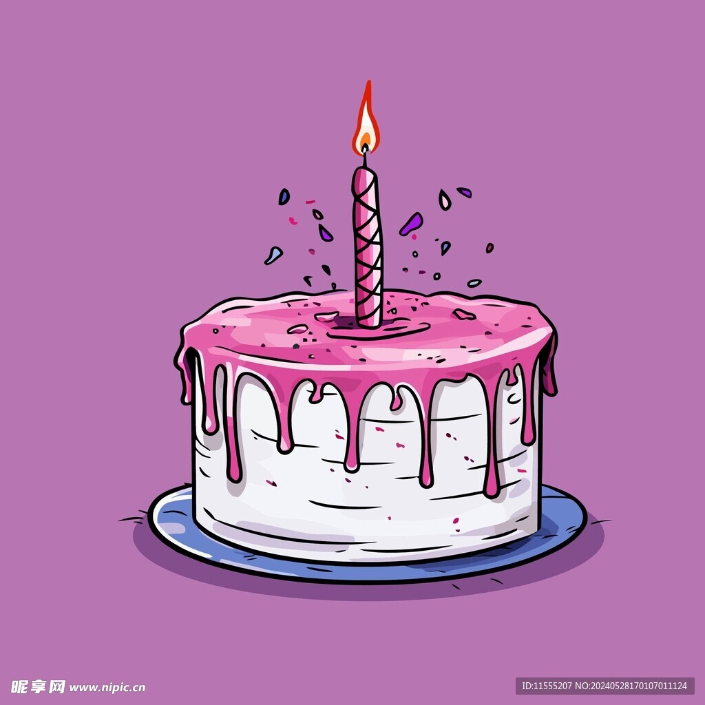 美味水果奶油蛋糕卡通矢量插画