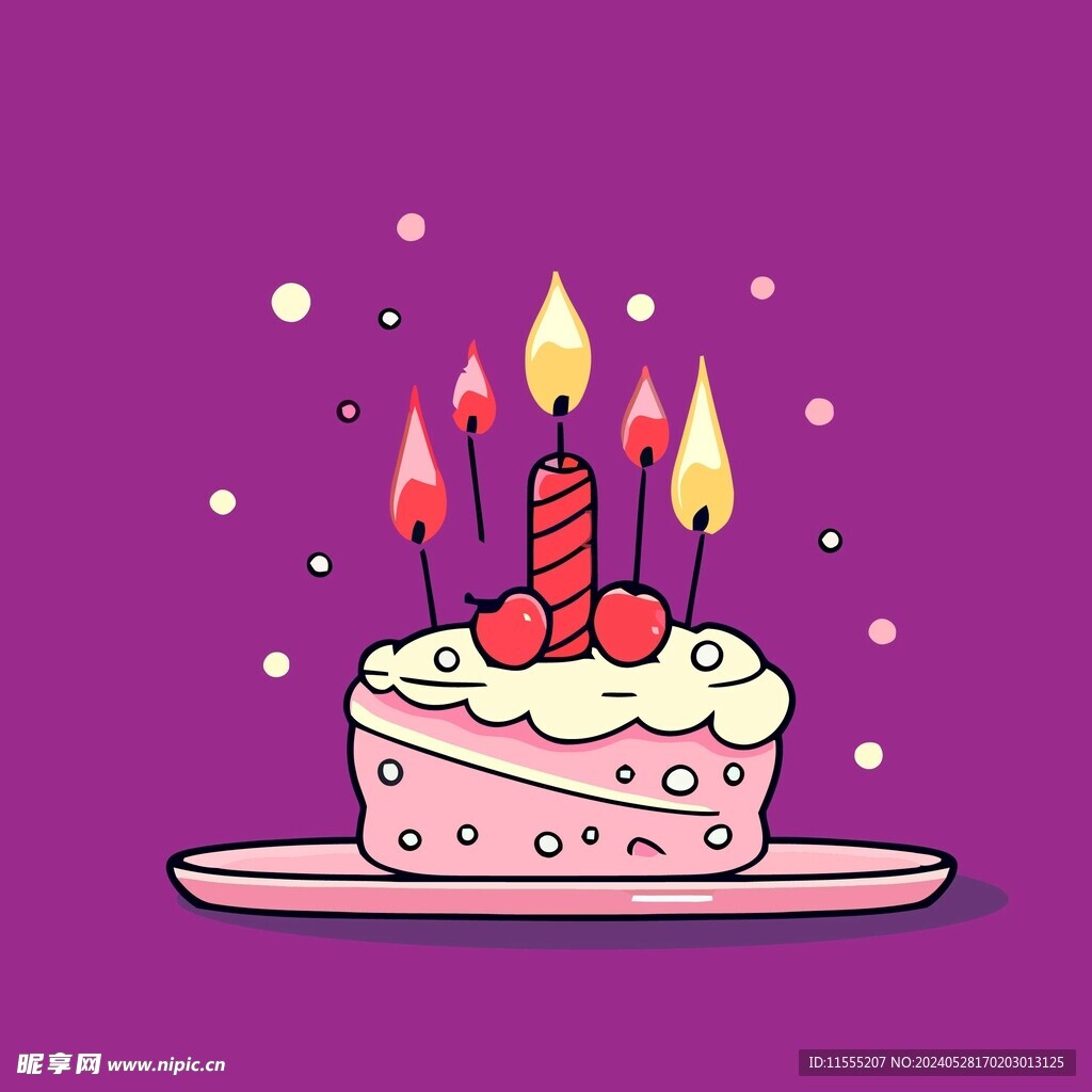 美味水果奶油蛋糕卡通矢量插画