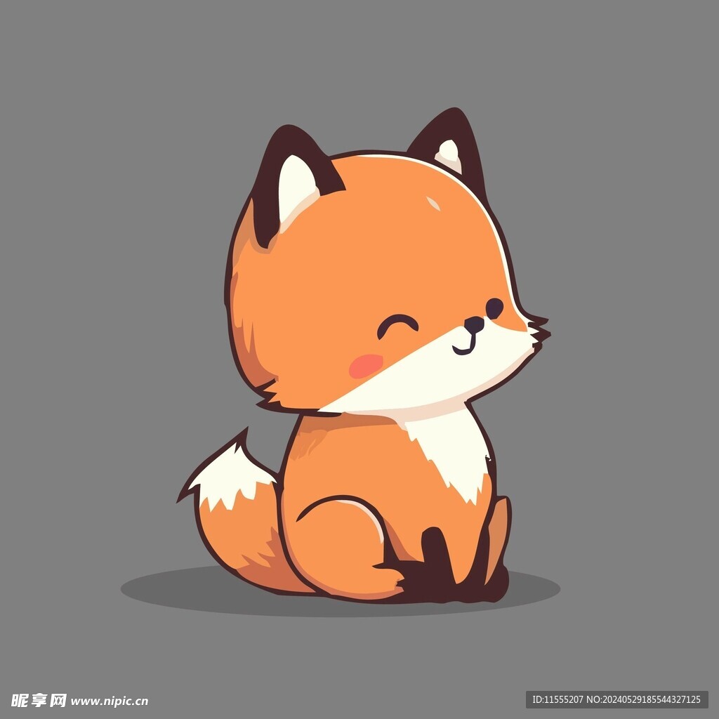 可爱狐狸动物卡通矢量简笔画