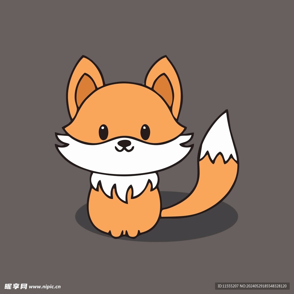 可爱狐狸动物卡通矢量简笔画