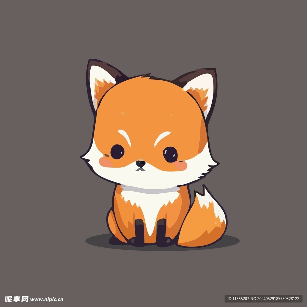 可爱狐狸动物卡通矢量简笔画