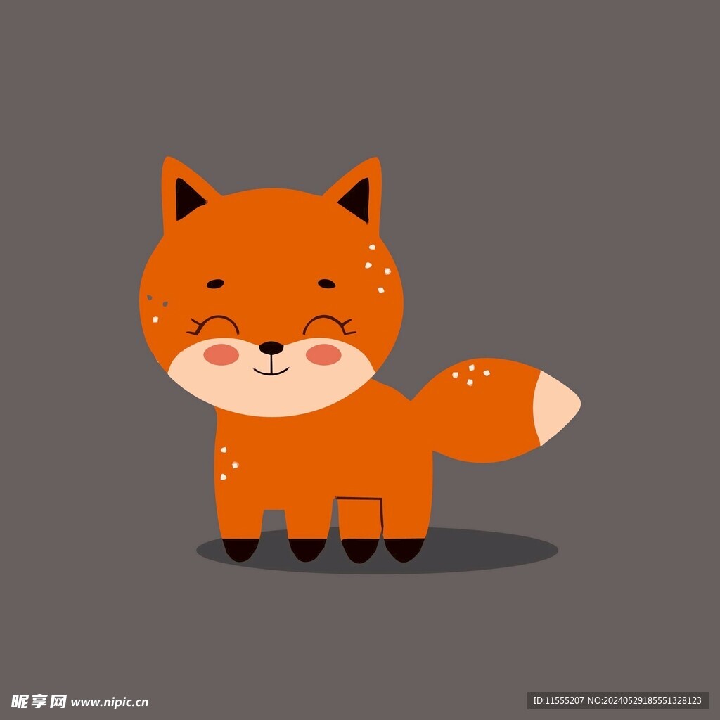 可爱狐狸动物卡通矢量简笔画