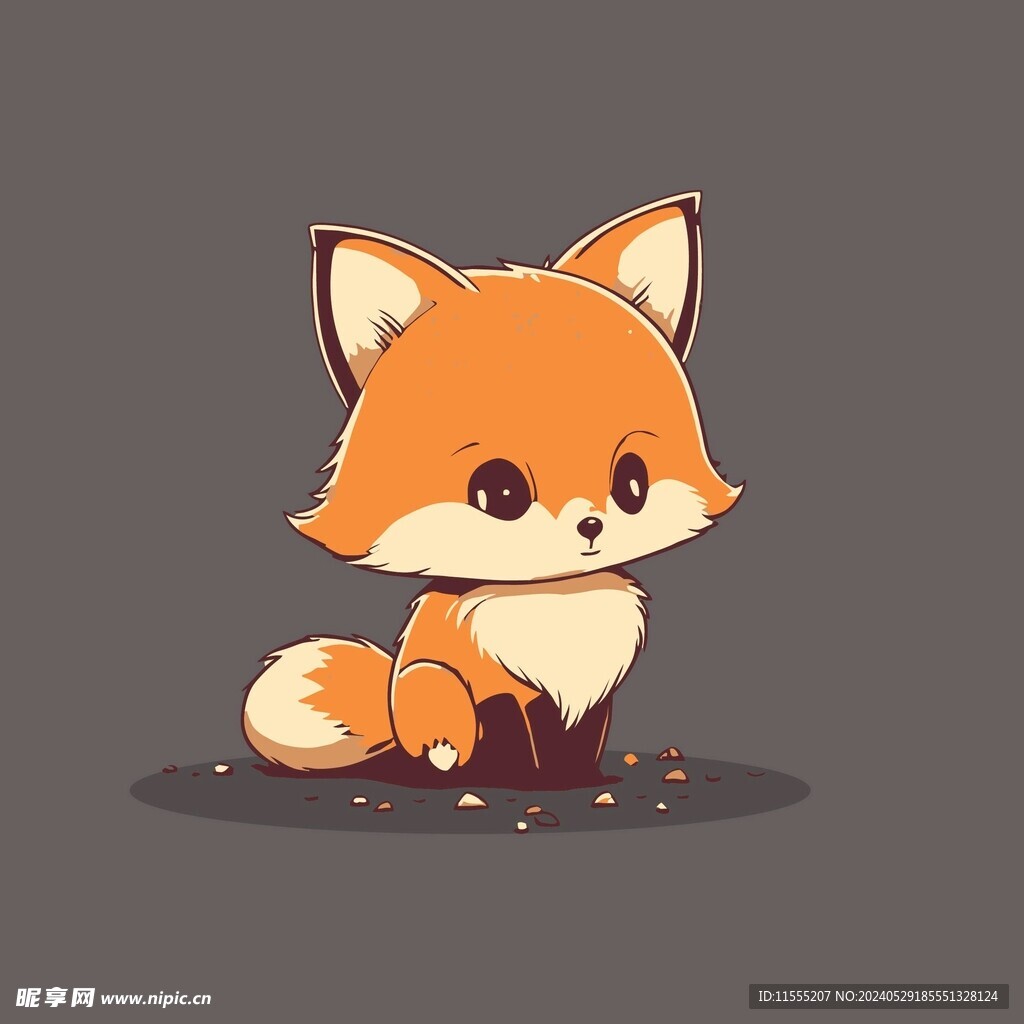 可爱狐狸动物卡通矢量简笔画