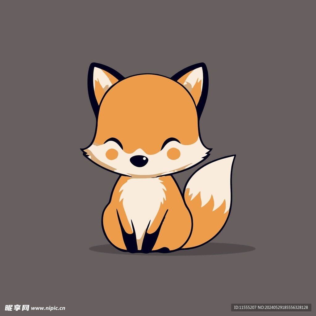 可爱狐狸动物卡通矢量简笔画