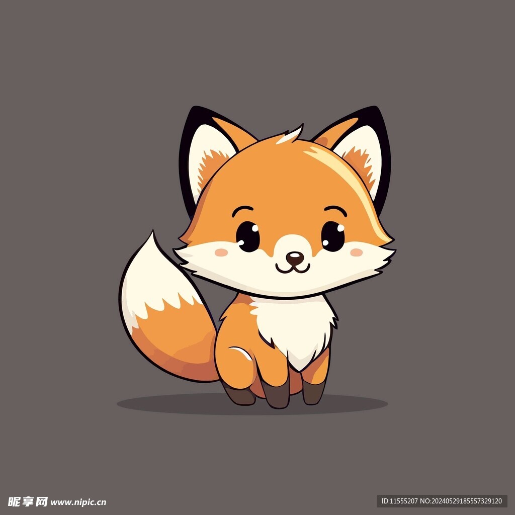 可爱狐狸动物卡通矢量简笔画