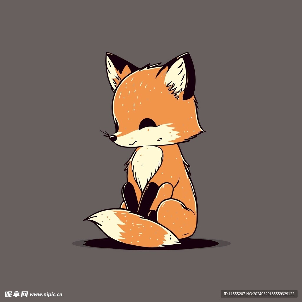 可爱狐狸动物卡通矢量简笔画