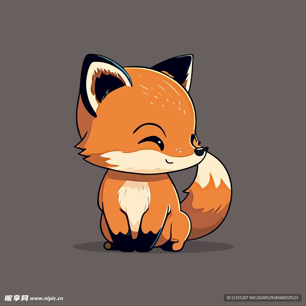 可爱狐狸动物卡通矢量简笔画