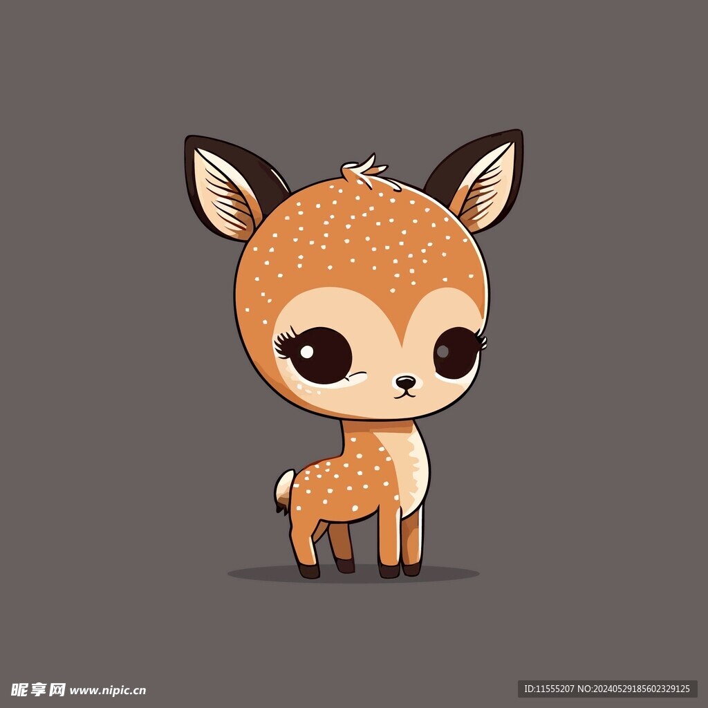 可爱小鹿动物卡通矢量简笔画