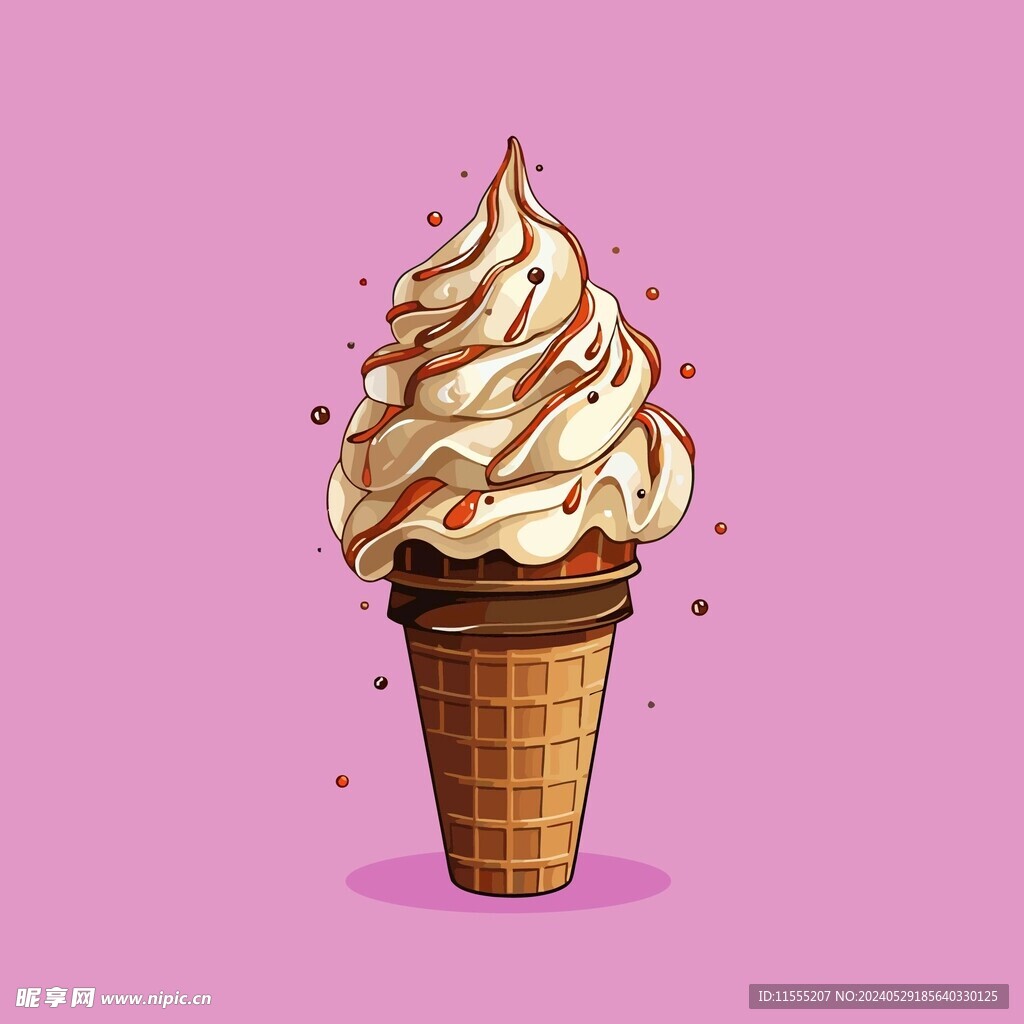 美味多彩果味冰激凌矢量插画