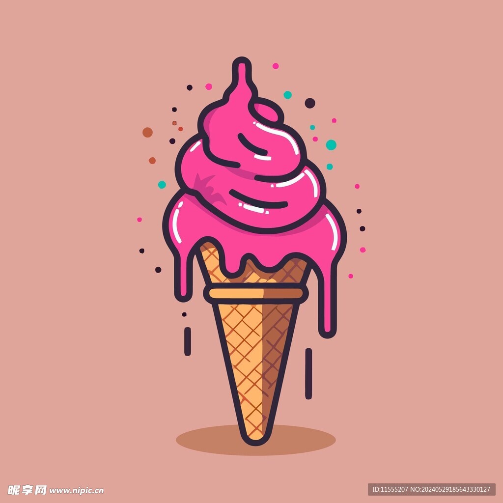 美味多彩果味冰激凌矢量插画