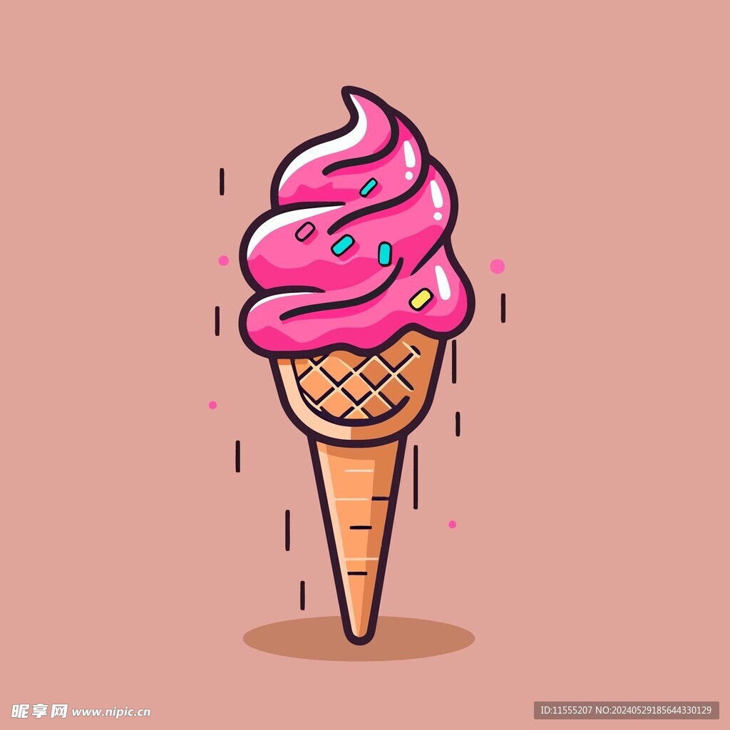 美味多彩果味冰激凌矢量插画