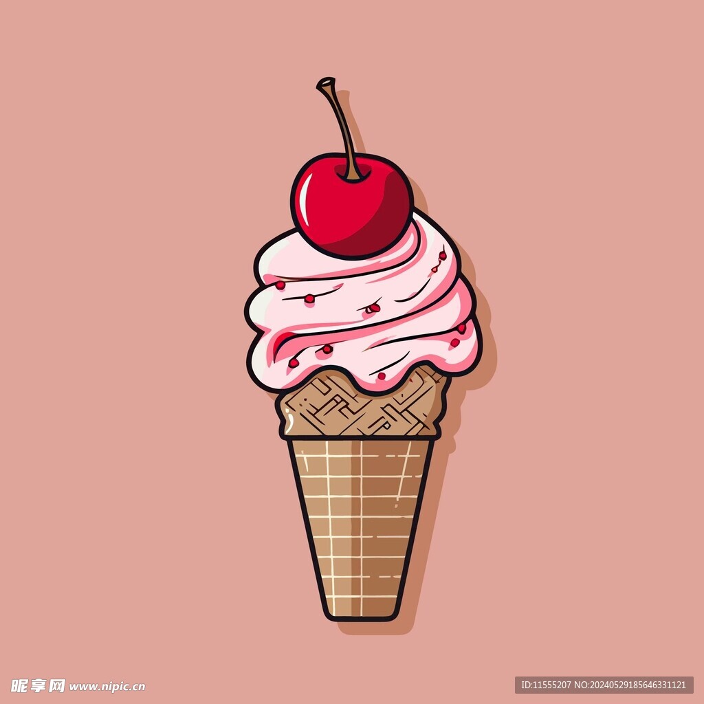 美味多彩果味冰激凌矢量插画