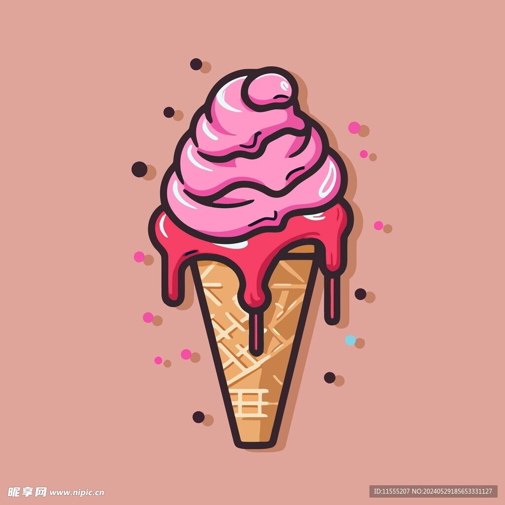 美味多彩果味冰激凌矢量插画