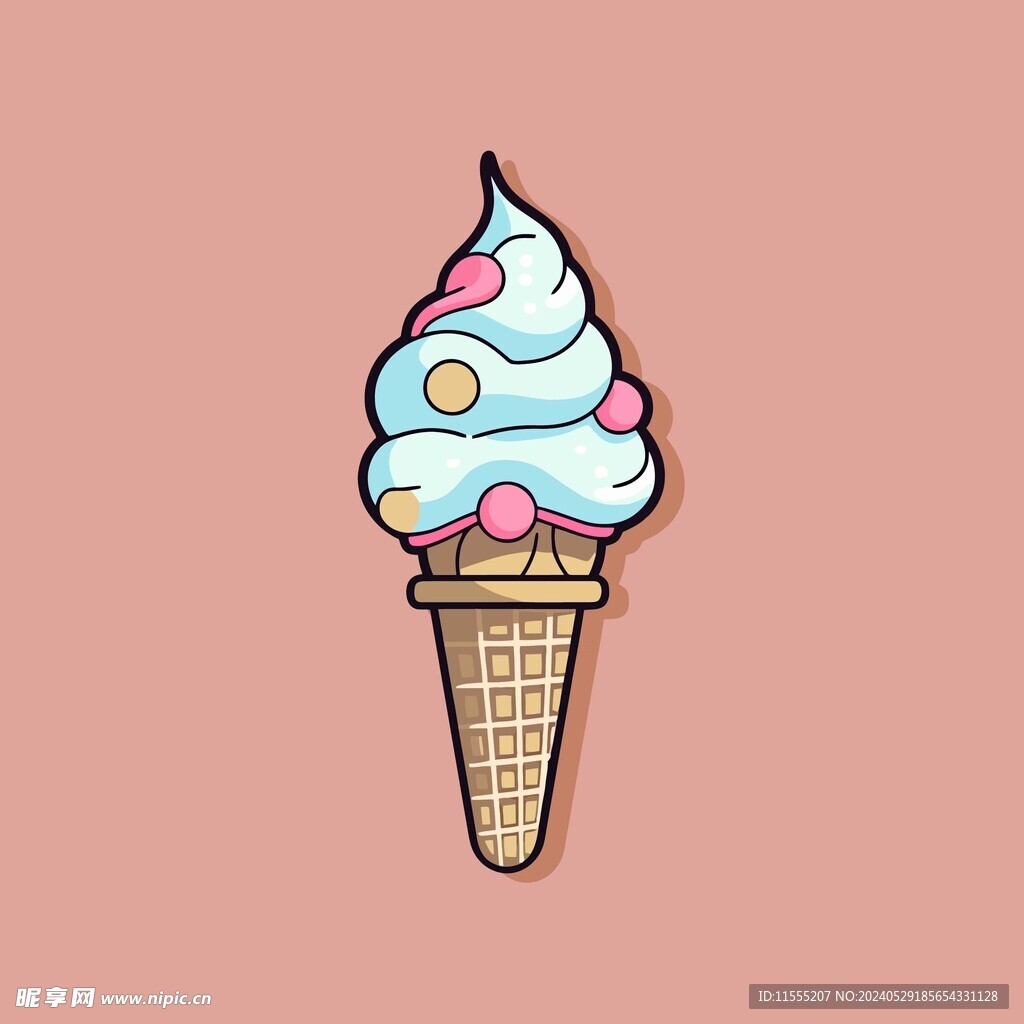 美味多彩果味冰激凌矢量插画