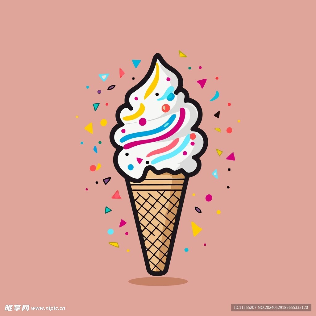 美味多彩果味冰激凌矢量插画