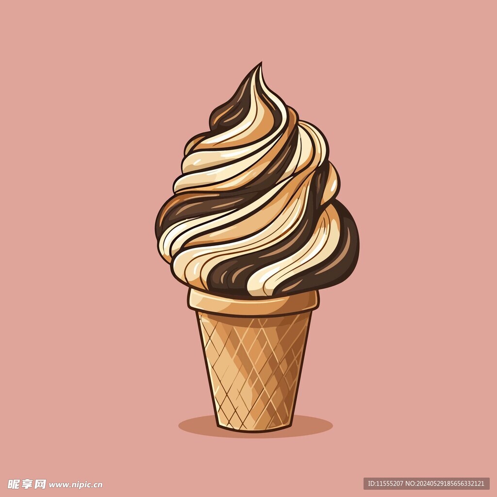 美味多彩果味冰激凌矢量插画