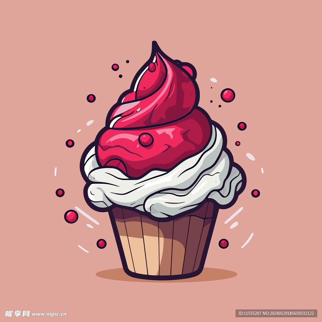 美味多彩果味冰激凌矢量插画