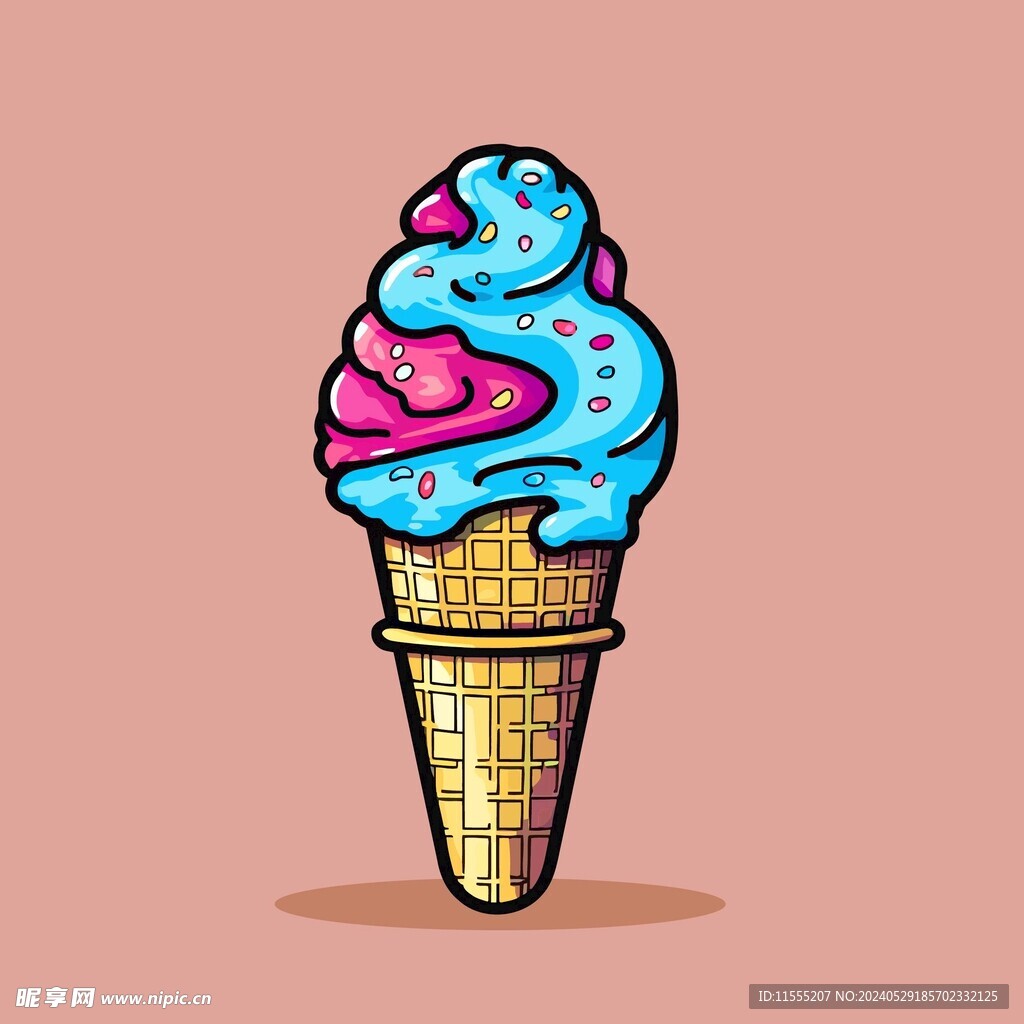 美味多彩果味冰激凌矢量插画