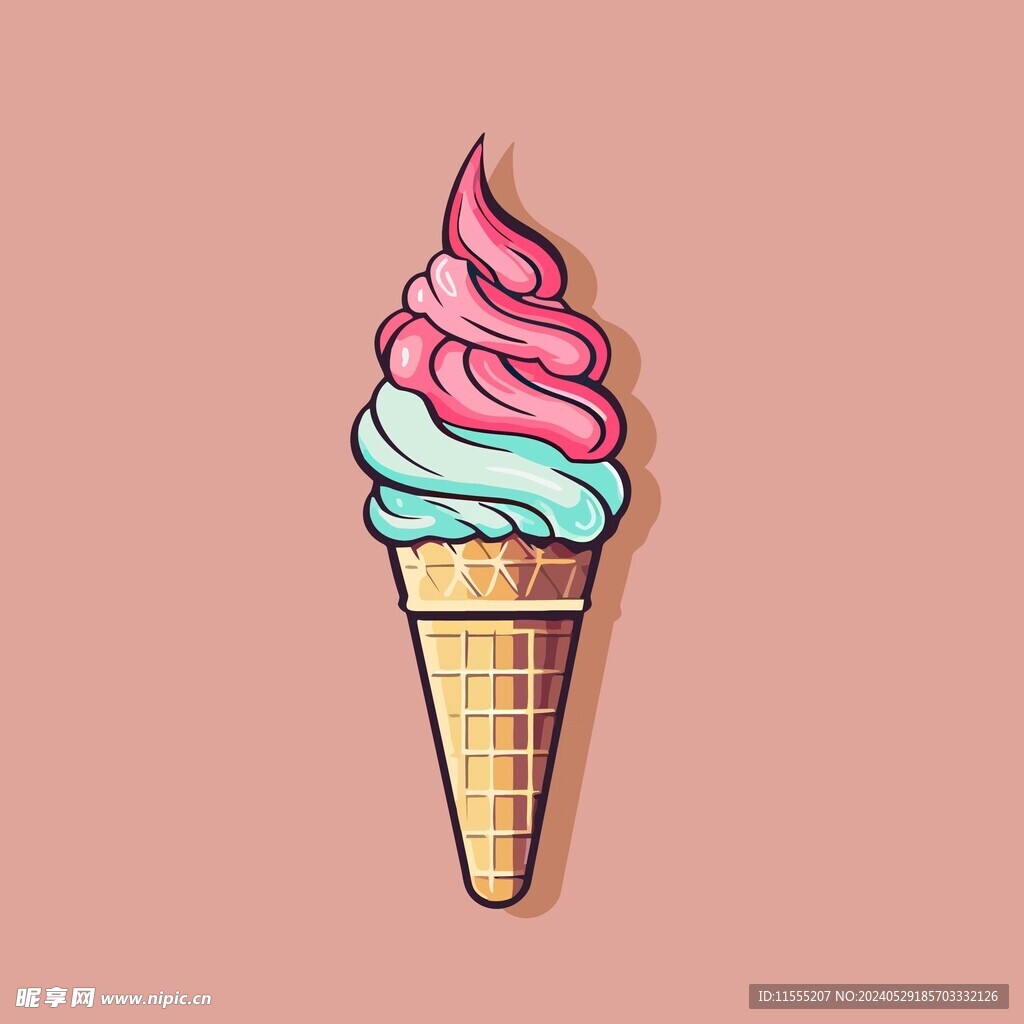 美味多彩果味冰激凌矢量插画