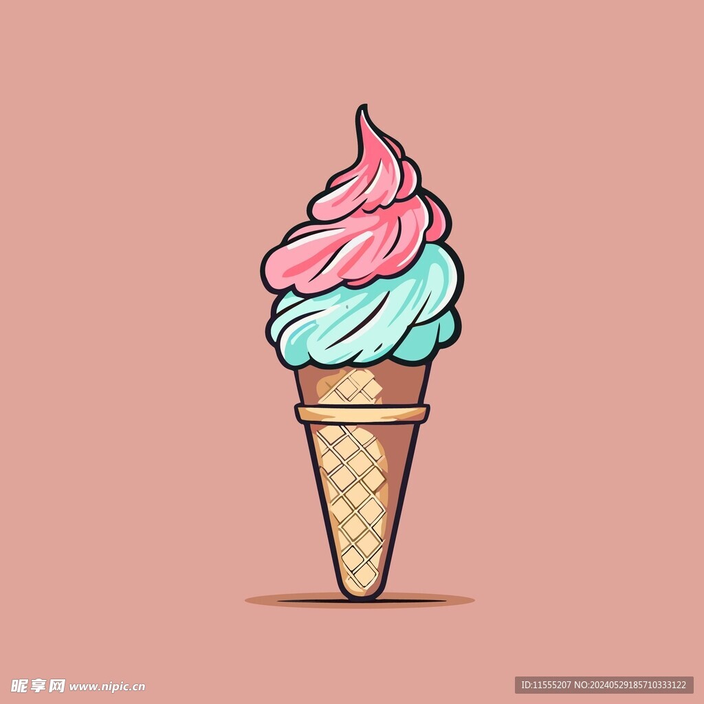 美味多彩果味冰激凌矢量插画