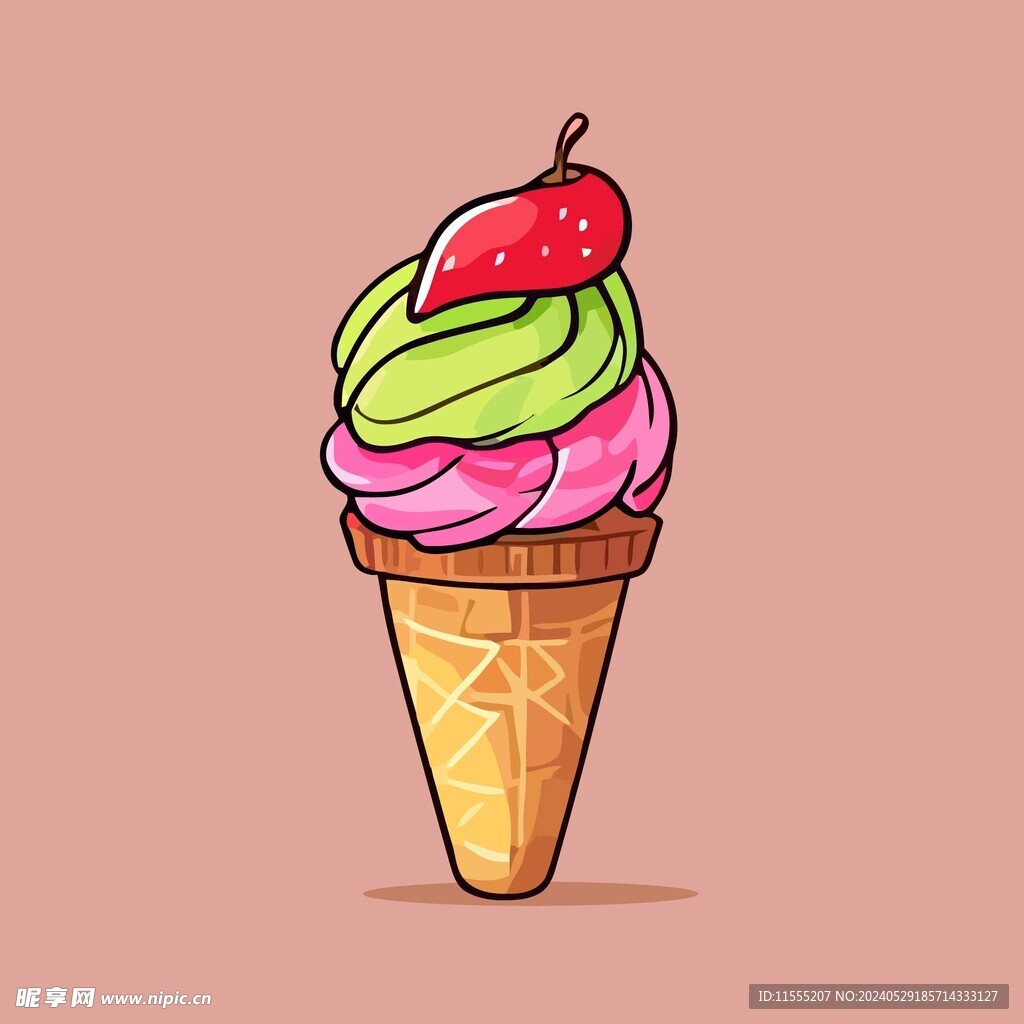美味多彩果味冰激凌矢量插画