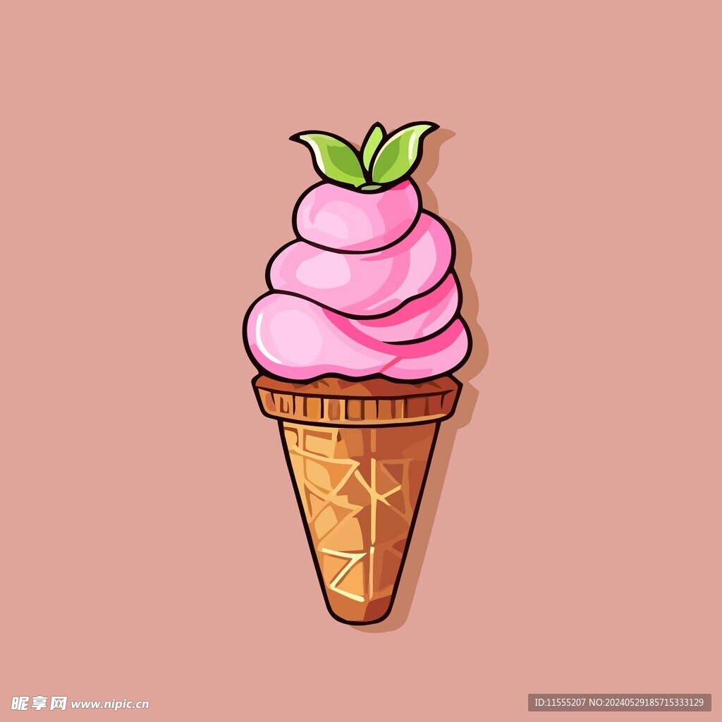 美味多彩果味冰激凌矢量插画