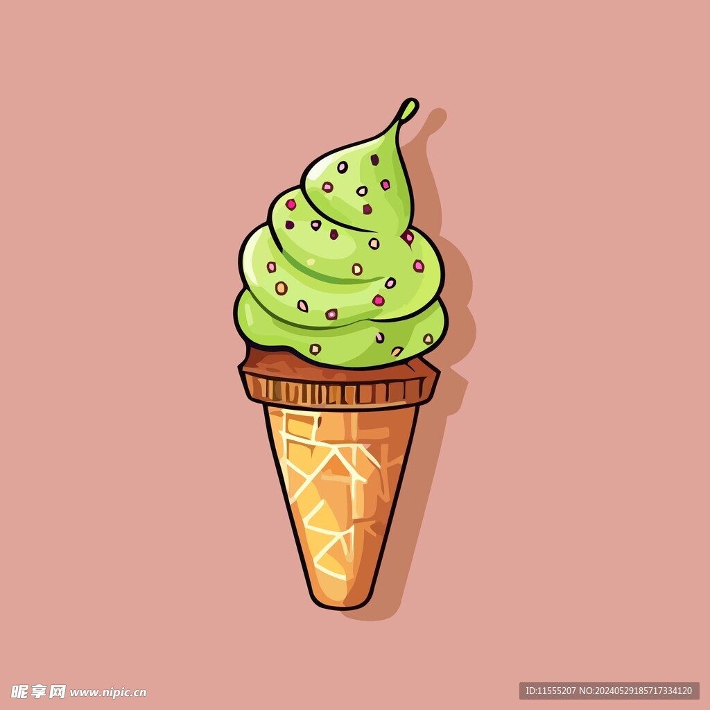 美味多彩果味冰激凌矢量插画