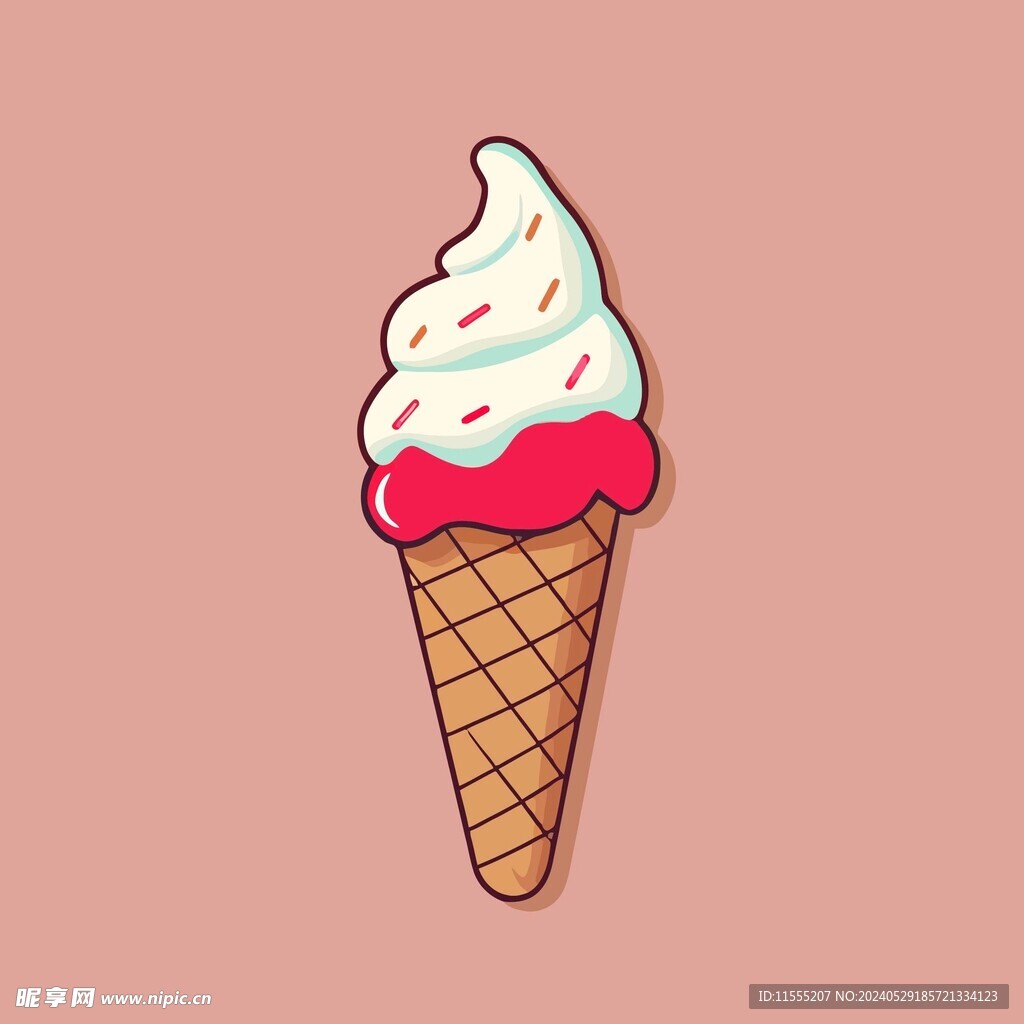 美味多彩果味冰激凌矢量插画