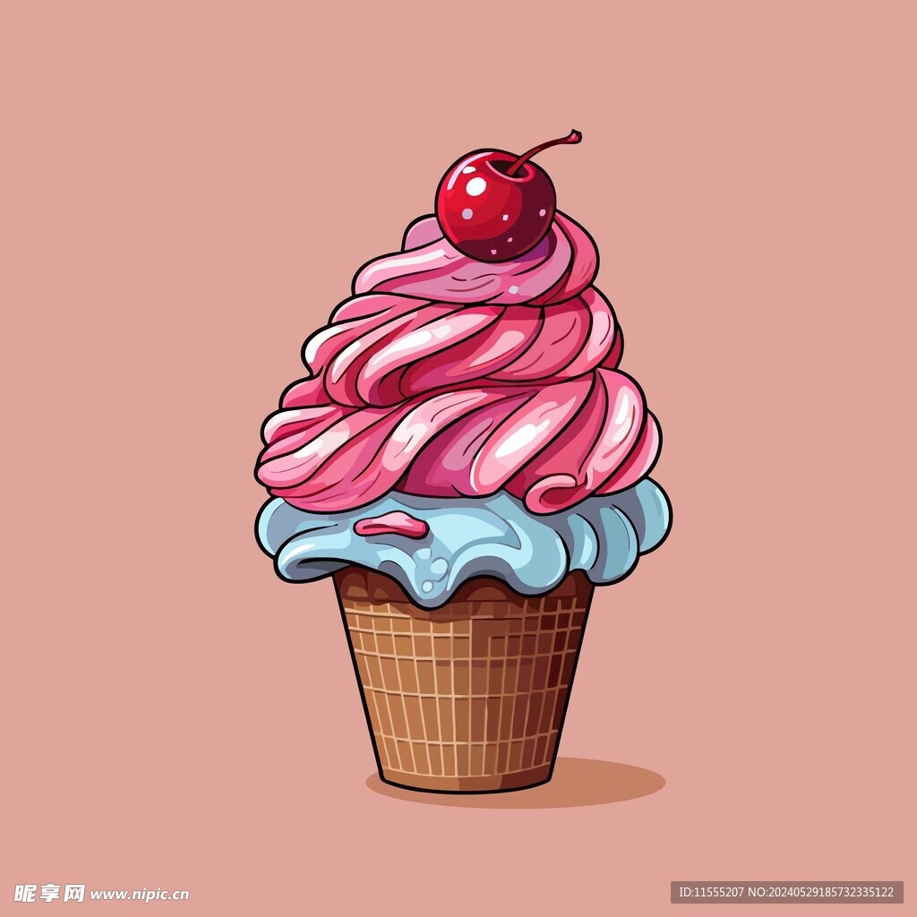 美味多彩果味冰激凌矢量插画