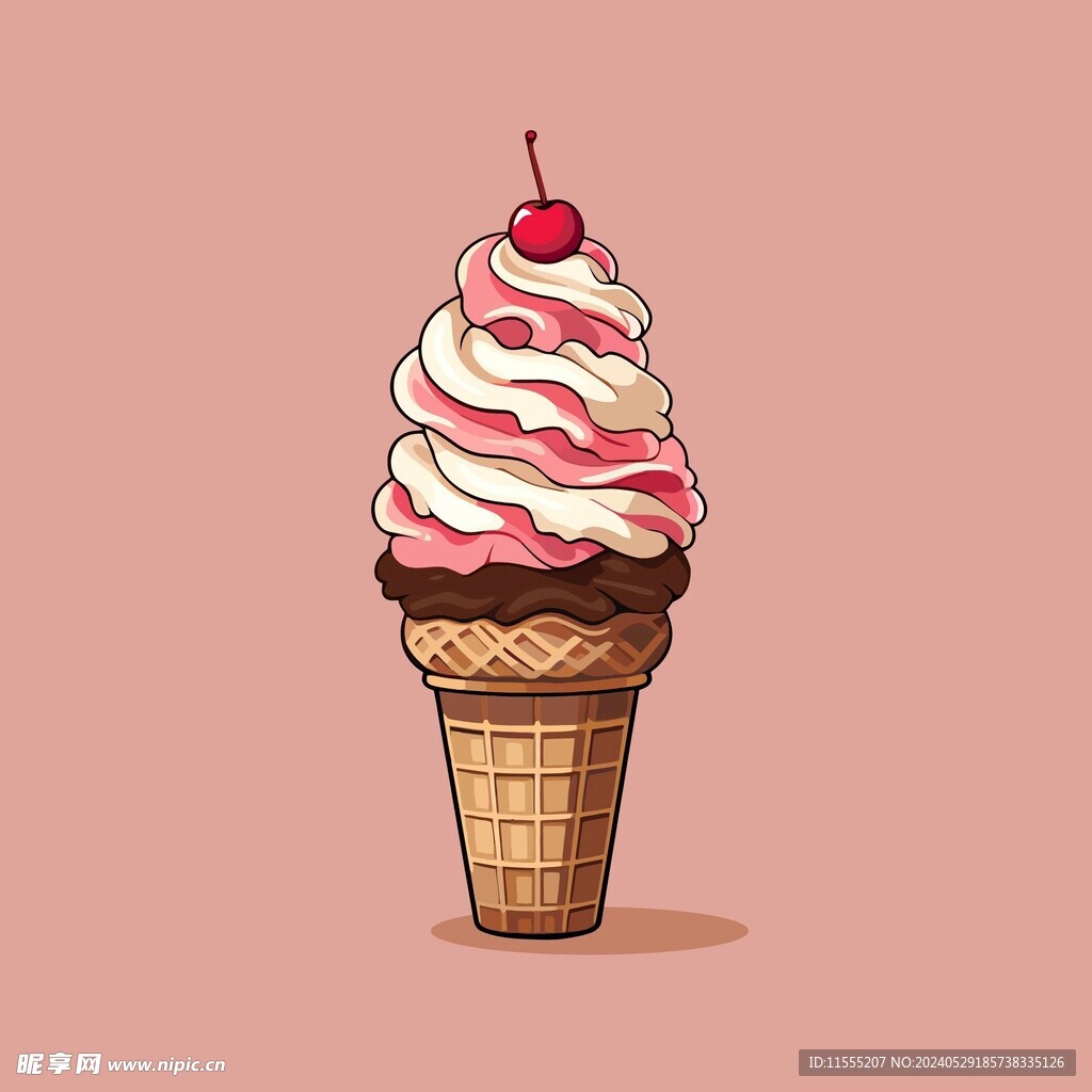 美味多彩果味冰激凌矢量插画