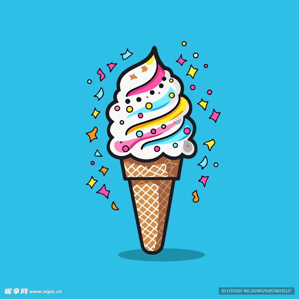 美味多彩果味冰激凌矢量插画