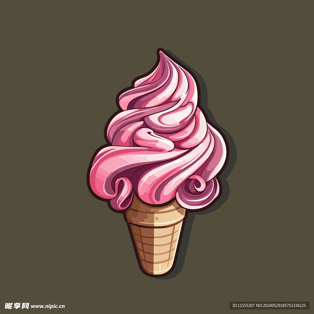 美味多彩果味冰激凌矢量插画