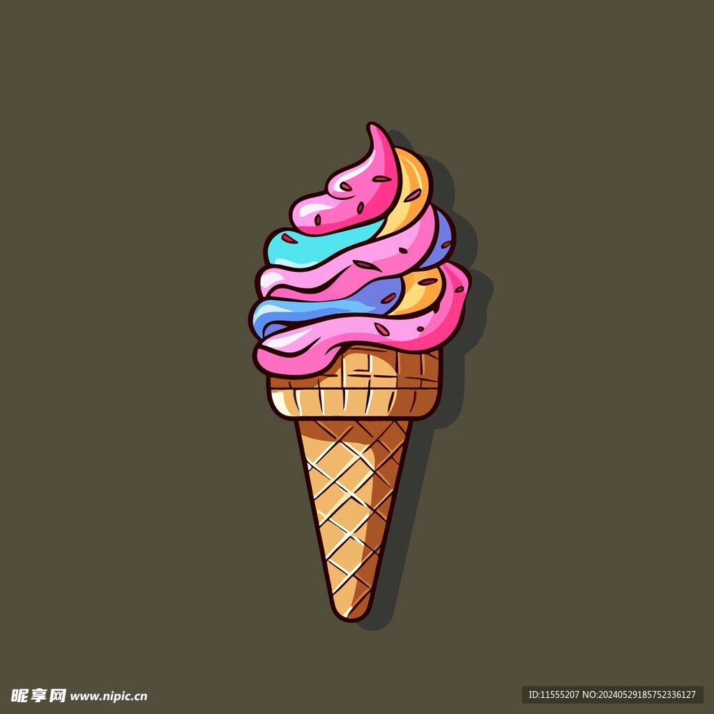 美味多彩果味冰激凌矢量插画