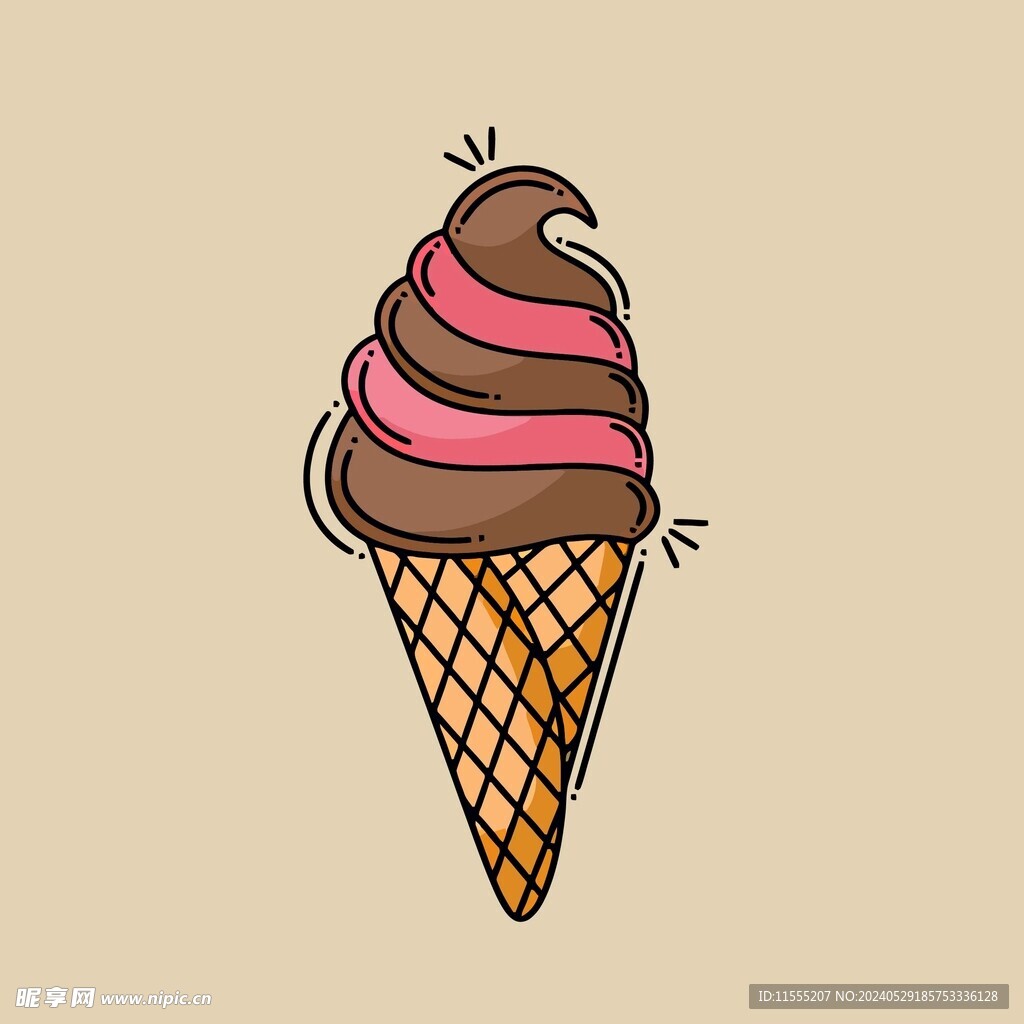 美味多彩果味冰激凌矢量插画