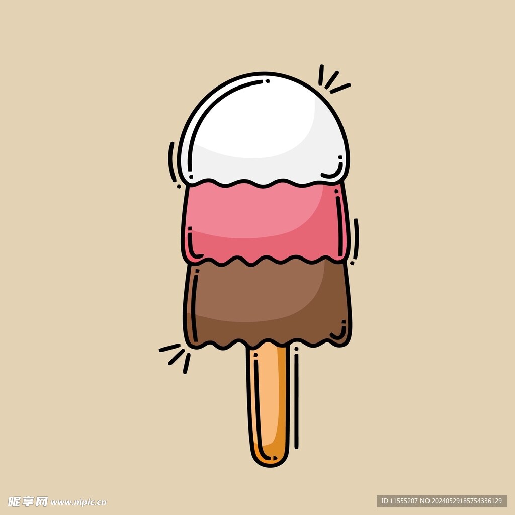 美味多彩果味冰激凌矢量插画